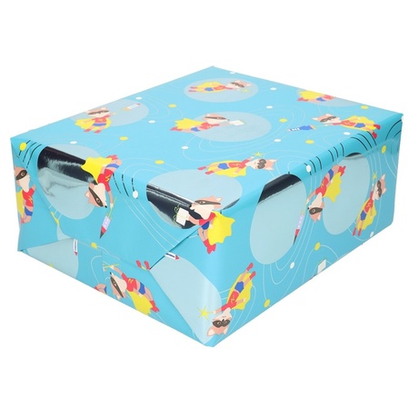Wrapping paper blue fox with mask  200 cm