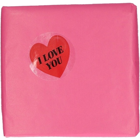 Kadoverpakking sticker hart I Love You 9 cm