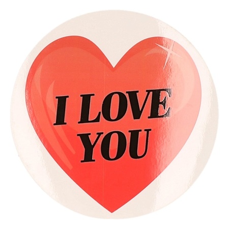 Kadoverpakking sticker hart I Love You 9 cm