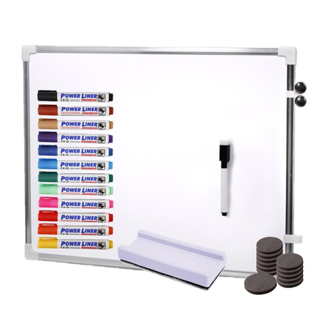 Magnetisch whiteboard/memobord - 50 x 70 cm - 12x gekleurde stiften - 15x magneten - en een wisser