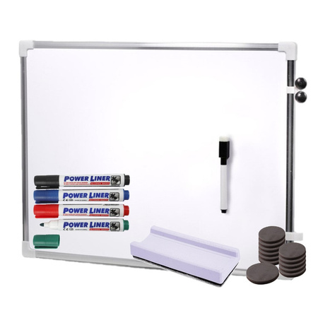 Magnetisch whiteboard/memobord - 50 x 70 cm - met gekleurde stiften - 15x magneten - en een wisser
