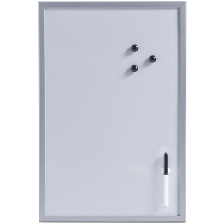 Magnetic whiteboard/memoboard with grey border 40 x 60 cm