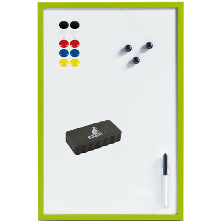 Magnetisch whiteboard/memobord met marker/wisser/magneten - 40 x 60 cm - groen