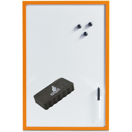 Magnetisch whiteboard/memobord met marker/wisser/magneten - 40 x 60 cm - oranje