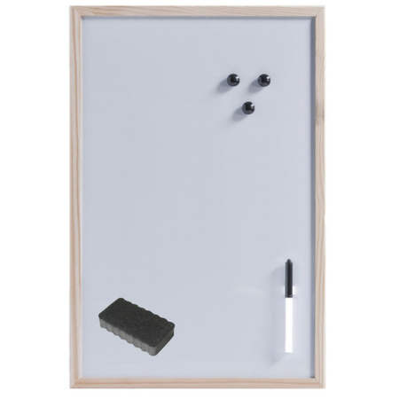 Magnetic whiteboard/memoboard with wood border 40 x 60 cm