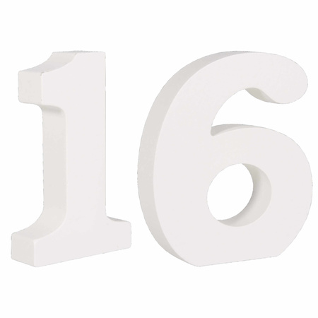Wooden numbers 16 in size 11 cm