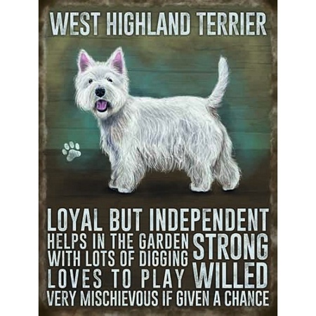 Metalen wall sign West Highland terrier 30 x 40 cm