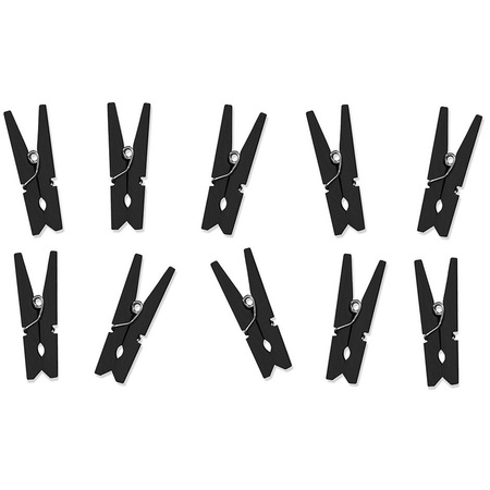 10x Feest decoratie mini zwarte gekleurde knijpers