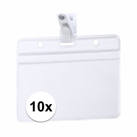 Multipack of 10x Badgeholder with clip 11,5 x 9,2 cm