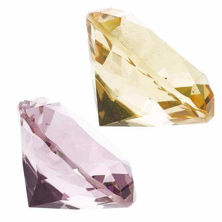 Fake gemstones/diamants of glass 4 cm yellow and pink
