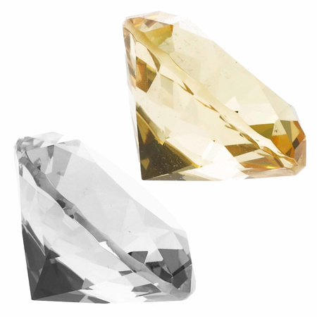 Fake gemstones/diamants of glass 4 cm yellow and transperant