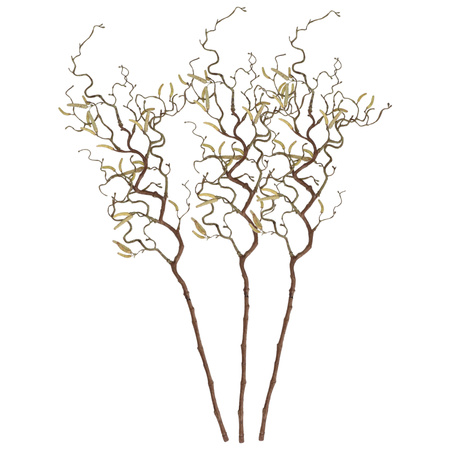 3x Brown artificial winding hazel branch 66 cm
