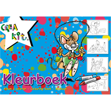 Pack of 2x pieces a4 colorbook 24x sheets blue mouse
