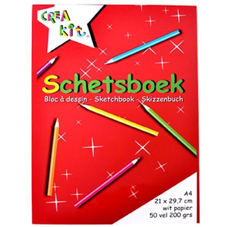 Pack of 2x pieces a4 sketchbook white paper 50x