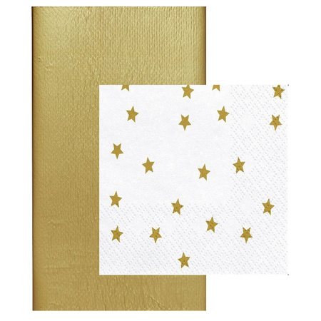 Paper tablecloth gold and christmas napkins
