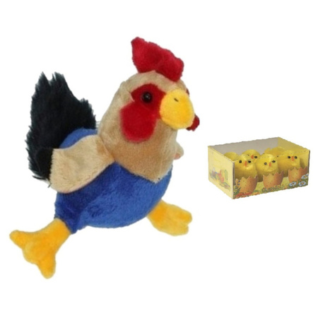 Soft toy chicken/rooster 20 cm with 6x mini chicklets 3,5 cm