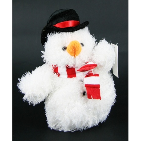 Kerstkado rode mok met sneeuwpop knuffel