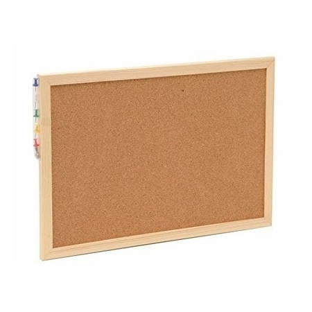 Bulletin board incl. 25x pushpins - 30 x 45 cm - cork