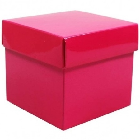 Set van 4 vierkante cadeau doosjes roze / 1 rol cadeaulint