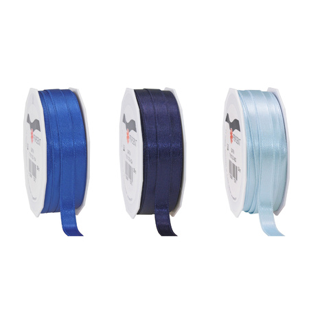 Satin presents ribbon - 3 blue colours - 25m x 1 cm