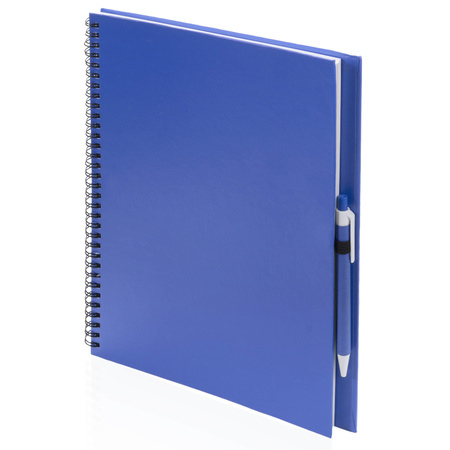 Schetsboek/tekenboek blauw met 24 kleurpotloden