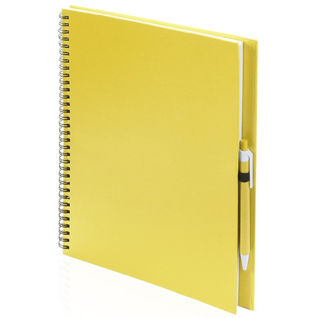 Schetsboek/tekenboek geel met 50 viltstiften