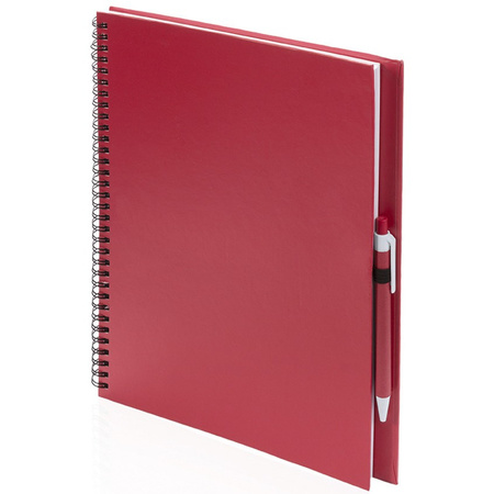 Schetsboek/tekenboek rood met 24 kleurpotloden