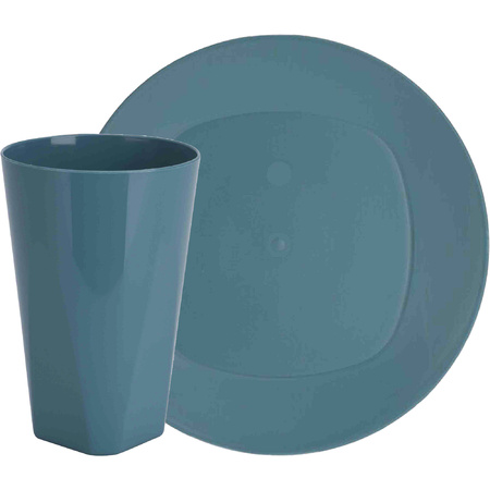 Dinnerware set 8 pieces - plastic - blue - 4 persons