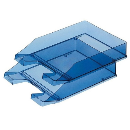 Set of 12x pieces letter trays transparant blue A4 size HAN 25 x 33 x 6 cm