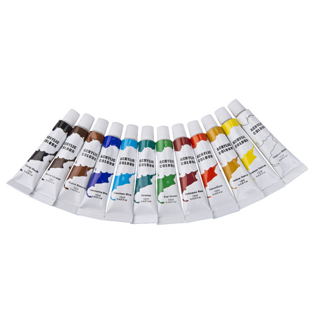 Hobby painting set acrylic paint and 12 brushes with canvas