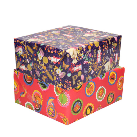 Setje van 8x rollen Sinterklaas inpakpapier/cadeaupapier 2,5 x 0,7 meter 2 soorten prints