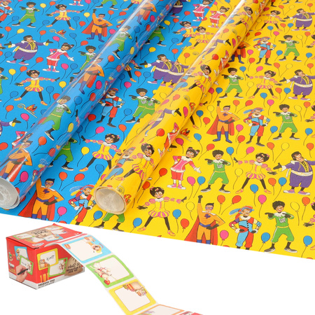 Sinterklaas wrapping paper 6x rolls and 50 name stickers