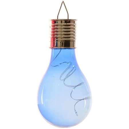 1x Solarlamp lampbolletje/peertje op zonne-energie 14 cm blauw