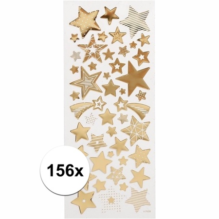 Kerst sterren stickers goud 156 stuks