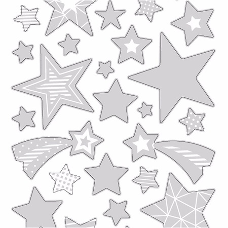 Kerst sterren stickers zilver 52 stuks