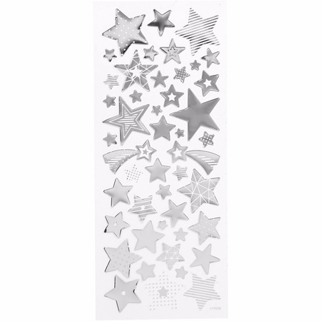 Kerst sterren stickers zilver 52 stuks