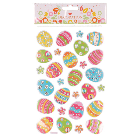 Stickervel met vrolijk gekleurde paaseieren - 27 stickers - Pasen thema