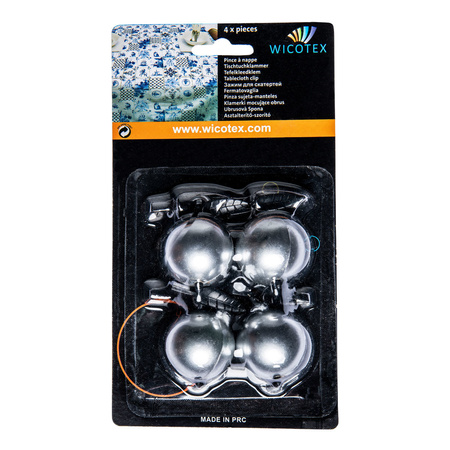 4x Tablecloth weights silver balls 3.5 cm