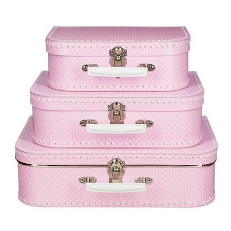 Children suitcase pink with dots 25 cm
