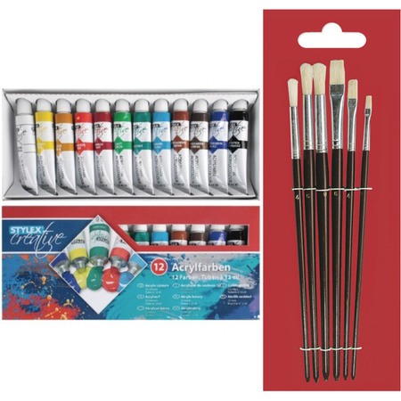 Kids painting set brushes and paint