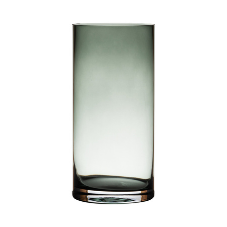 Transparante home-basics cylinder vaas/vazen van grijs glas 25 x 12 cm