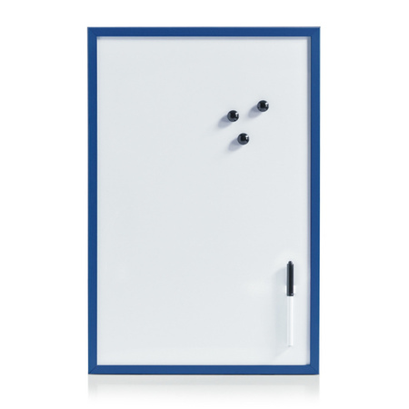 Magnetisch whiteboard/memobord met marker/wisser/magneten - 40 x 60 cm - blauw