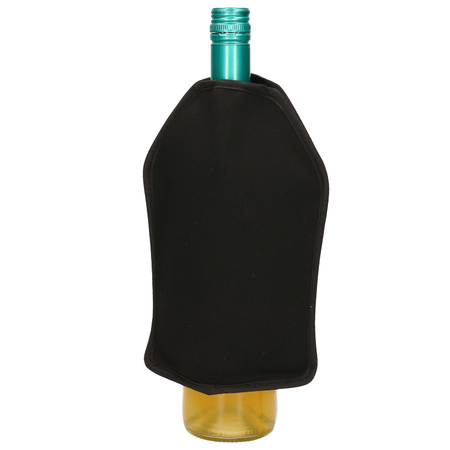 Wijnfles koeler/koelelement hoes zwart 22 cm
