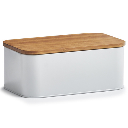 White bread bin with cutting board lid 31 x 18 x 12 cm