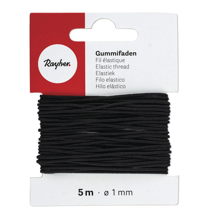 Black elastic 1 mm x 5 meters
