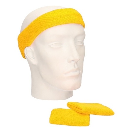 Voordeelset hoofdband en polsbandjes geel
