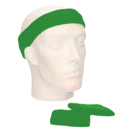 Voordeelset hoofdband en polsbandjes groen