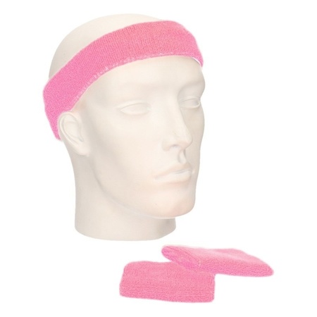 Voordeelset hoofdband en polsbandjes licht roze