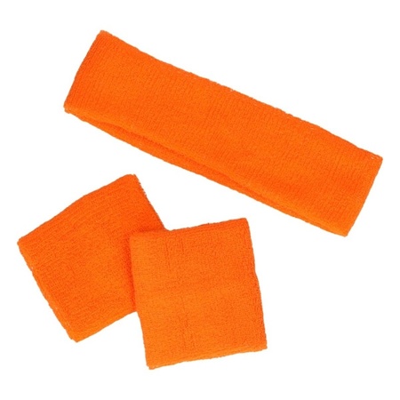 Voordeelset hoofdband en polsbandjes oranje